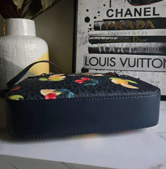 Michael Kors Navy Blue Fruit Print Crossbody Bag NWT - Picture 5 of 9